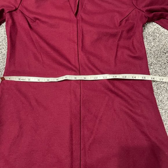 Diane Von Furstenberg Burgundy Wool Dress Womens Size 10 Side Zip 1/4 Sleeve - Picture 12 of 13